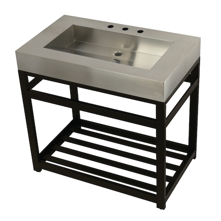 Fauceture 37" Stainless Steel Sink W/ Steel Console Sink Base, / Bronze KVSP3722A5